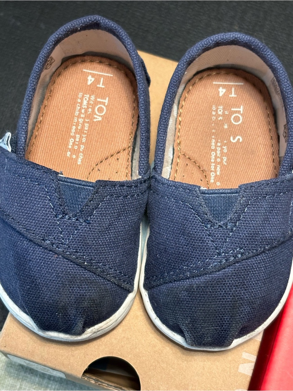 Toms Navy Blue Canvas Kids Slip-On Sneakers